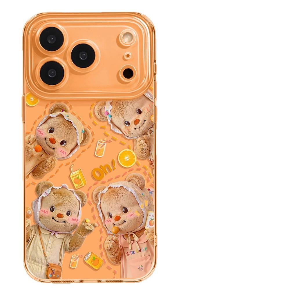 Butter Bear Orange Apple iPhone17 Mobile Phone Case Promax Cartoon 16 Silicone 15 Soft Tpu Anti-drop 13 Sets