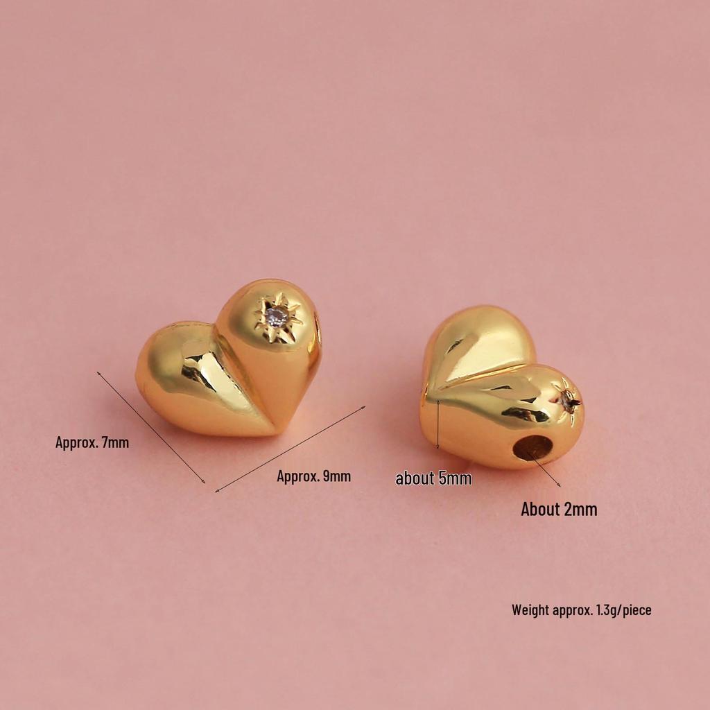 18K Gold Zirkon Stern Herz Pfirsich Po Spacer Perlen für DIY Schmuck