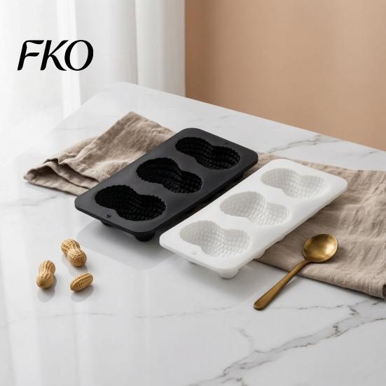 Molde de Silicona con Forma de Cacahuete para Repostería Casera, con 3 Cavidades, Bandeja Flexible Antiadherente, para Chocolate Casero, Mousse, Pastel, Galleta, Galleta, Postre