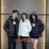 Mens Hooded Cotton Puffer Jacket Solid Color Print Casual Winter Warm Loose Fit Youth