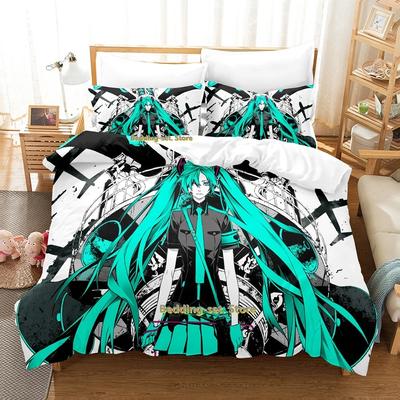Vocaloid Bettwäscheset Einzelbett Twin Full Queen King Size Bettset Erwachsene Kind Schlafzimmer Bettdeckenbezug Sets 3D Anime Bettlaken Set