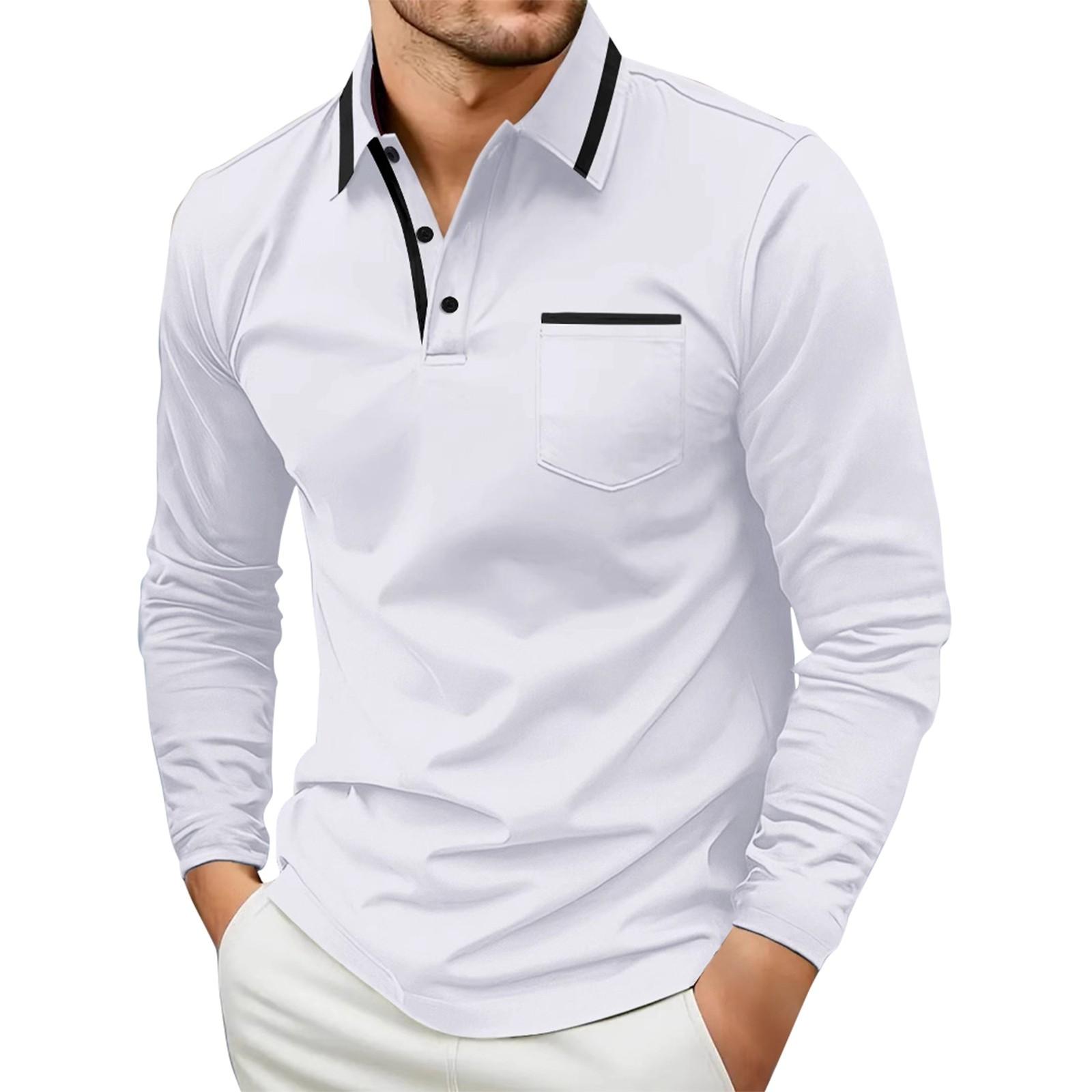 

Мужская однотонная рубашка с длинным рукавом и пуговицами на лацканах, мужская повседневная модная рубашка M белый