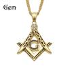 Colier Hip Hop Rap Masonic din Oțel Inoxidabil Retro cu Diamante Incrustate