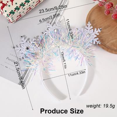 Christmas Headband White Snowflake Hair Bands Glittering Rhinestones Headpiece for Women and Girls Winter Party