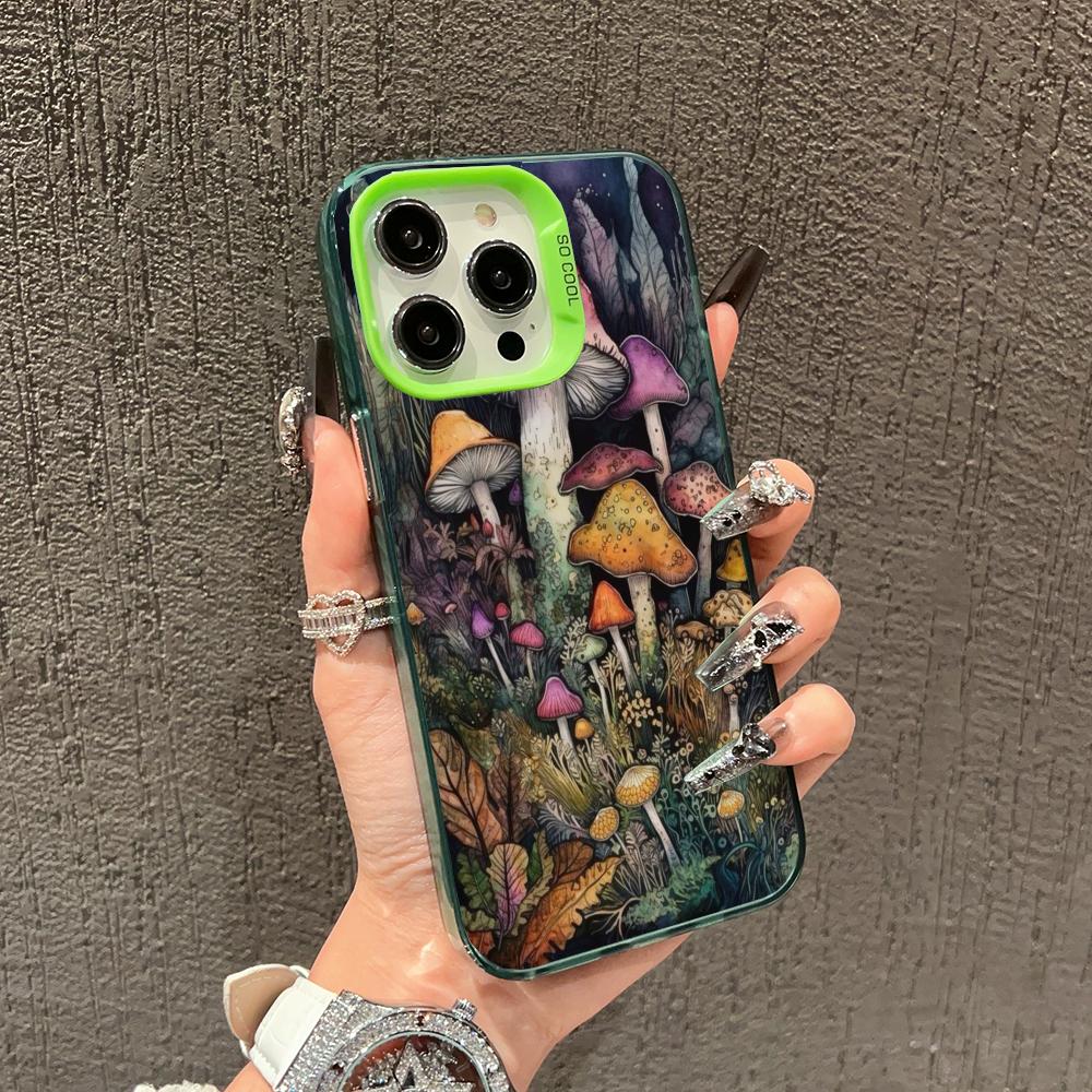 Fashionable Mushroom Pattern Design Phone Case Suitable for iPhone 17 16 15 14 13 12 11 Pro/Max/Plus Shockproof and Anti Drop