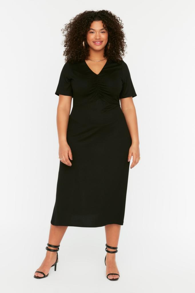 Modisches, lässiges, kurzärmliges Midi-Braun-A-Linien-Webkleid für Damen