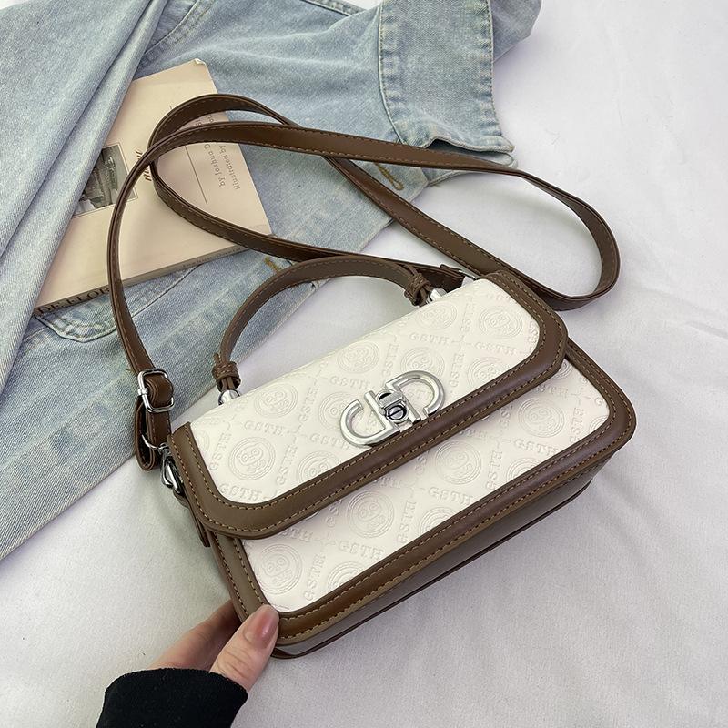 New Fashion Niche Design Contrasting Color Small Square Bag Versatile Portable Shoulder Messenger Women's Bag