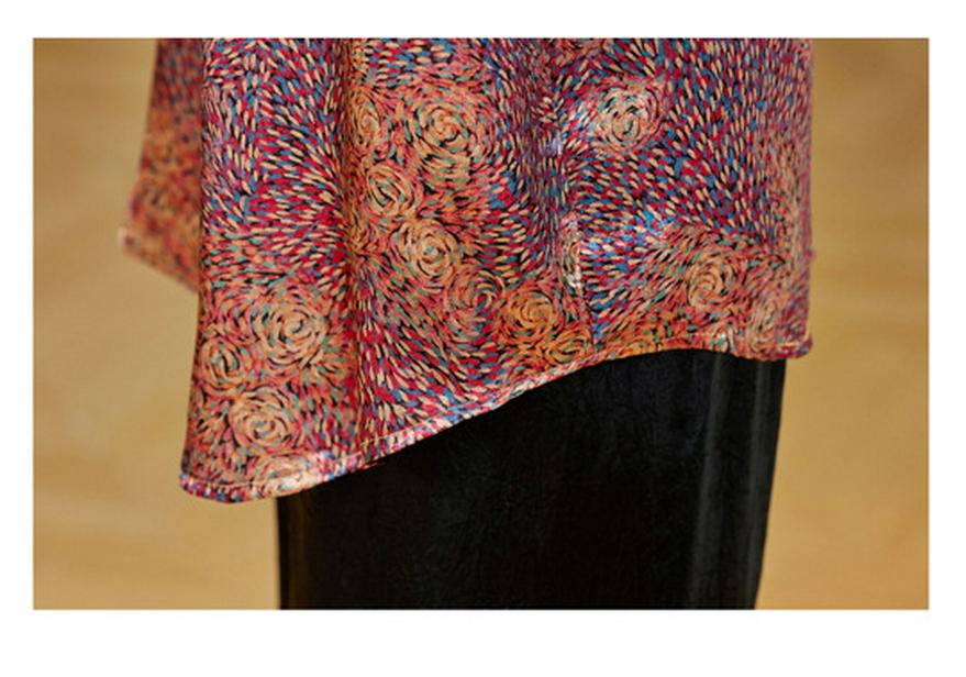 Mom's Stylish Floral Seven-Sleeve Shirt for Middle-Aged Women - Trendy and Casual Thin Jacket