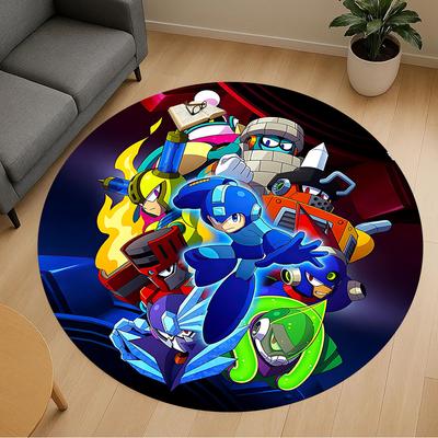 1pc Mega Man X Round Chair Mat Area Rug - Non-Slip, Floor Mat for Office, Bedroom, and Indoor Decor C1125331