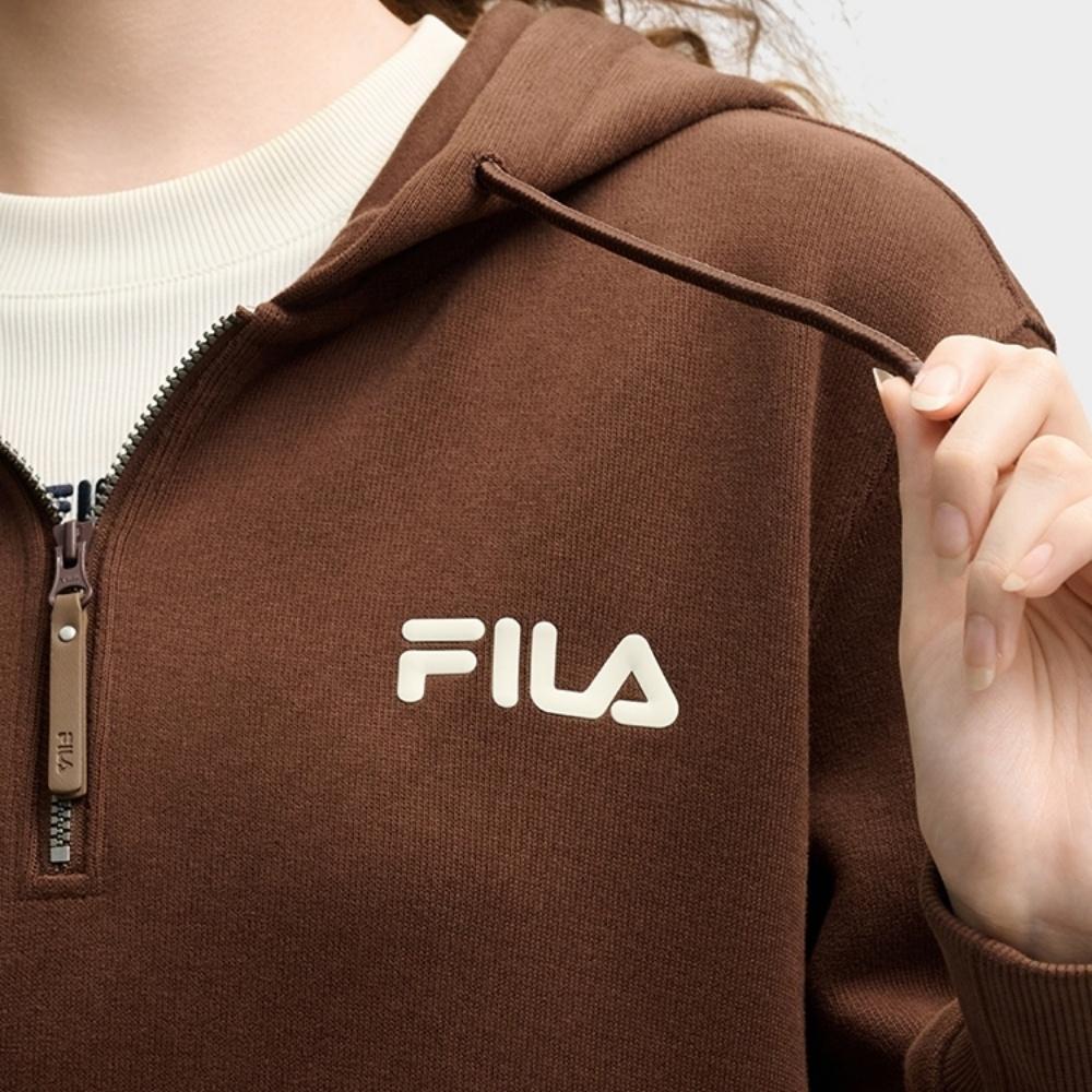 Fila Original Cool Niche Trendy Style Hooded Long Sleeve Dress Women Dresses Liver-Red F51W539303FDK