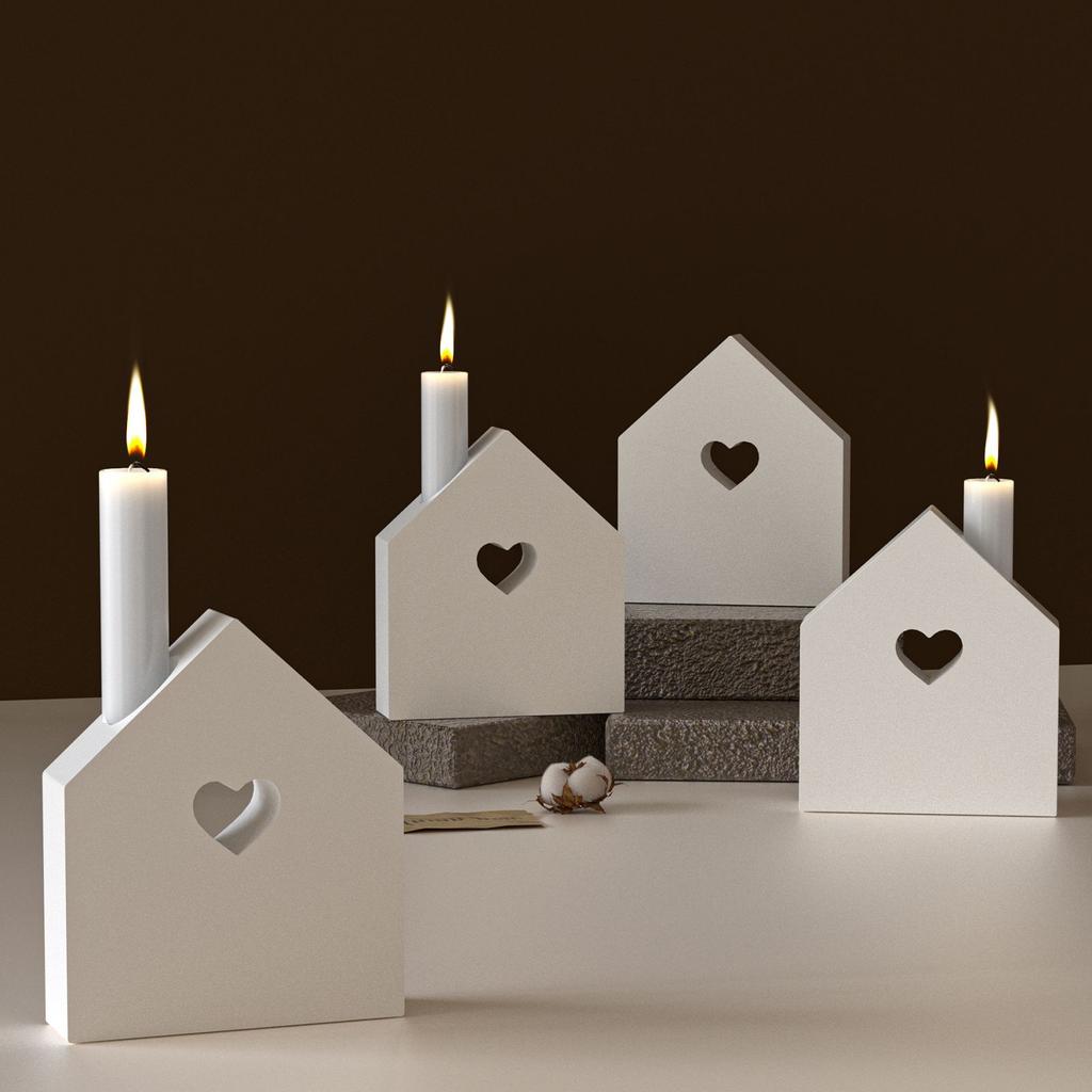 Hollow Love House Candle Holder Silicone Mold Diy Aromatherapy Plaster Candle Holder Decoration Mold
