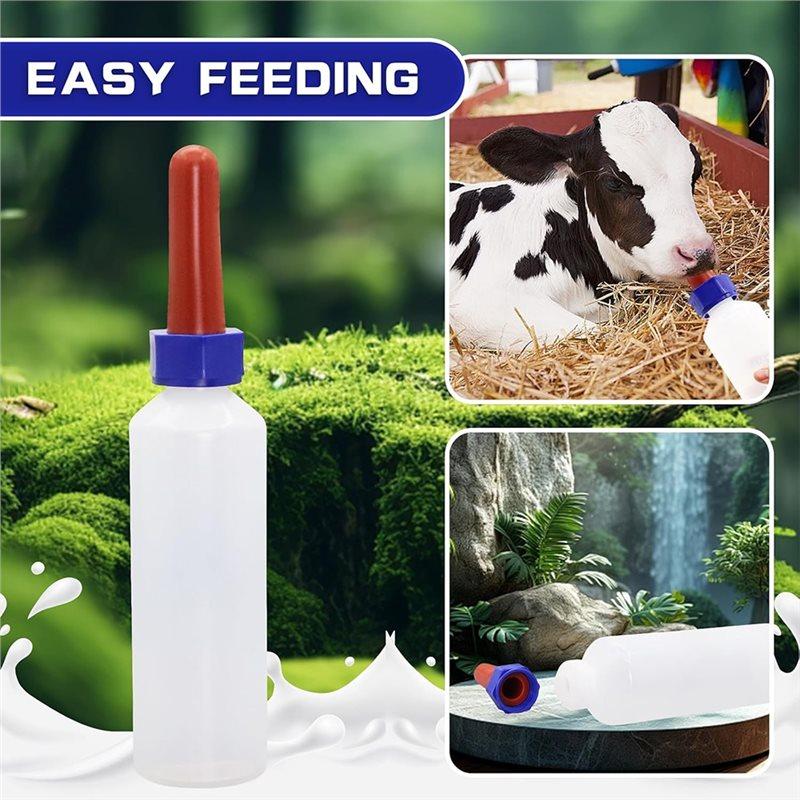Premium-2PCS 500Ml Calf Nursing Feeder Bottles With Rubber Nipple Milk Feeder Farm Goat Calf Sheep Milk Feeder Livestock Tools