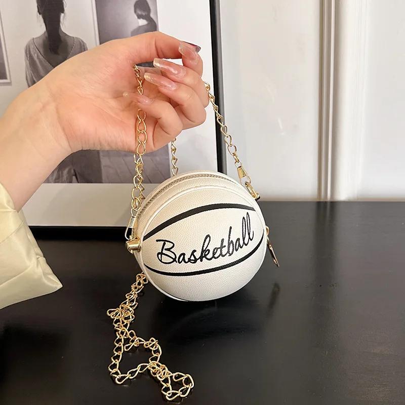 Network Red Personality Fun Pink Ins Versatile Chain Football Basketball Shoulder Bag