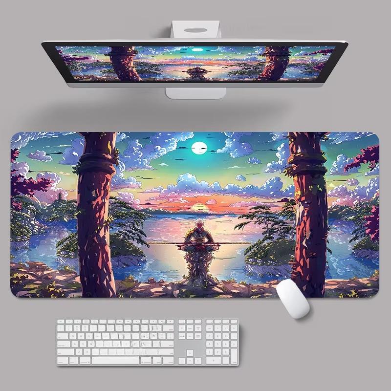 Chinese Ink Lotus Painting Desk Mat Waterproof Nonslip Office Mouse Pad