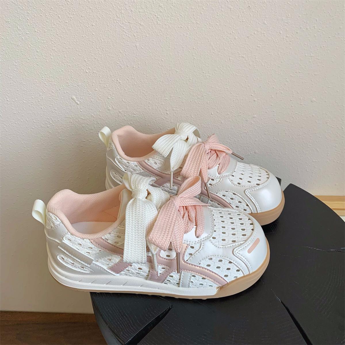 

Ugly cute platform big head mesh shoes women s breathable mesh 2025 new summer thin pink German training shoes height increase with skirt 40