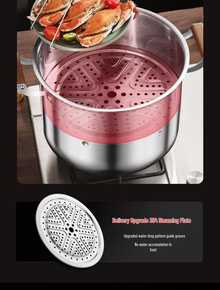 316 Stainless Steel Large Capacity Stock Pot for Stewing, Broiling, and Steaming, Food-Grade and Integrated Molding Design.