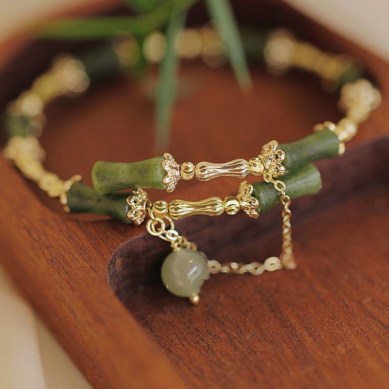 [Green Plum Wine] New Chinese Style Bamboo Knot Bracelet for Women, Ins Niche Design Bracelet