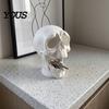 Gothic Desktop Decor 3D Printed Open Mouth Skull Headphone Stand, Skeleton Organizer for Men Organizer, DIY Paintable Ornament Gaming Room