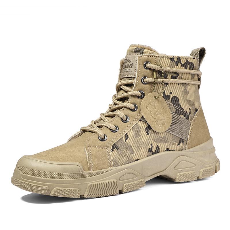 2024 Men's Douyin Bestseller: Warm Camouflage Cotton Fleece Shoes - Wear-Resistant Casual Work Boots