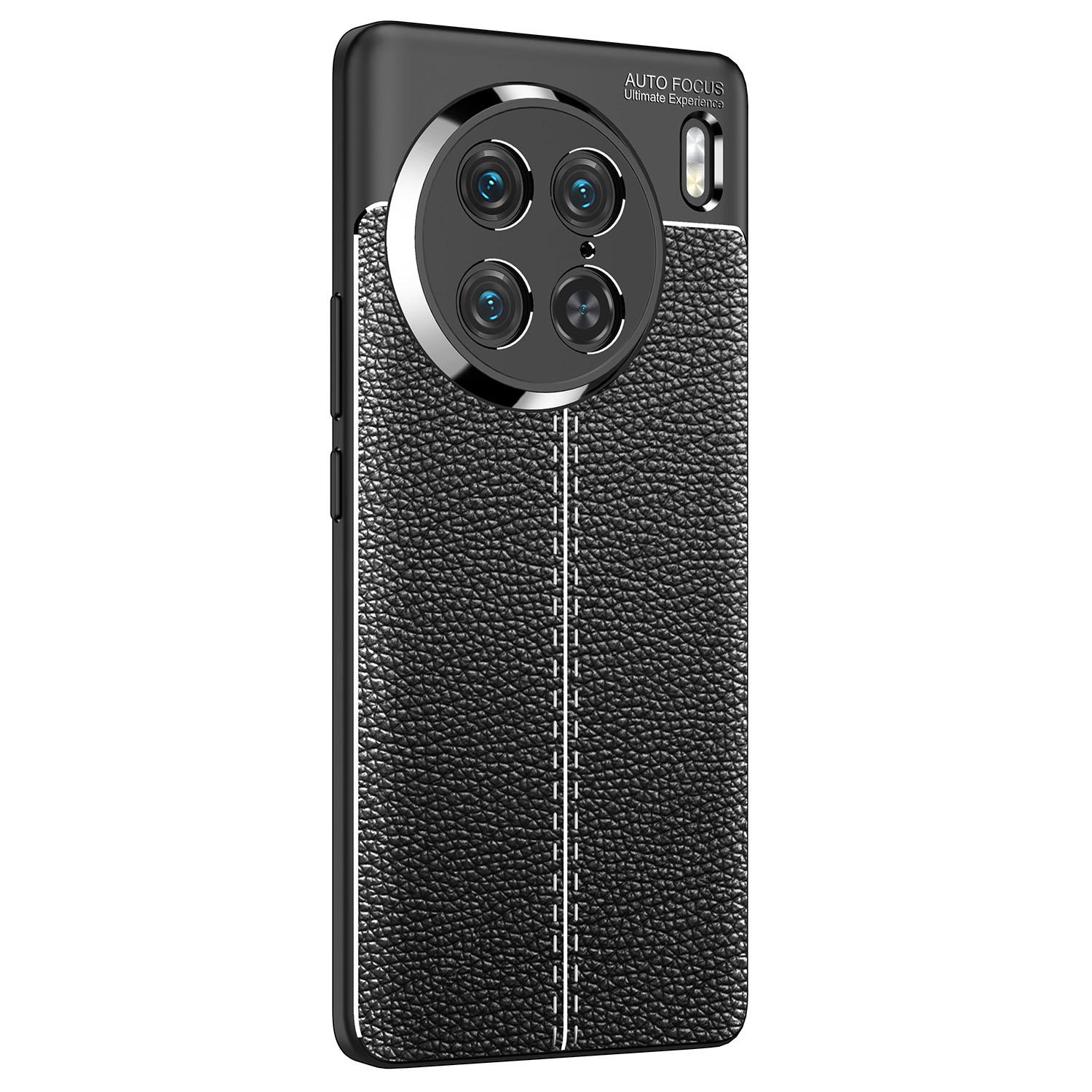 

TPU Back Case for vivo X90 Pro 5G,Drop Proof Litchi Texture Phone Cover Protective Shell Black