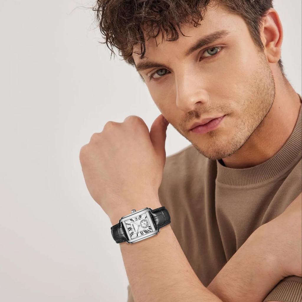 Square Leather Strap Waterproof Roman Analog Antique Simple Stylish Popular Square Watch Accessories Day Day Christmas Present Men's Watch Men's -