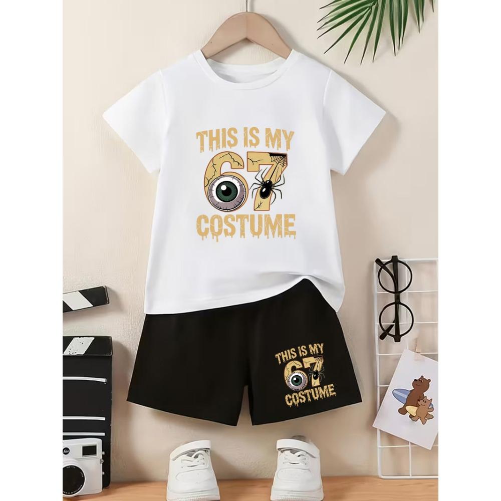 

Fashion Fun Number 67 Print Men s T-shirt and Shorts 2 Piece Set Summer Casual Outdoor Men s and Women s Outfit Set XXS