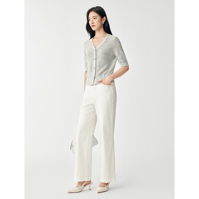 JUZUI Women's Romantic Beaded H-line Knit Cardigan