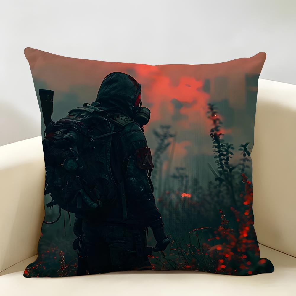 SStalker Cool Game Cushion Cover Natural Linen Organic Fabric DoubleSided Printing Room Sofa Decor Pillow Case