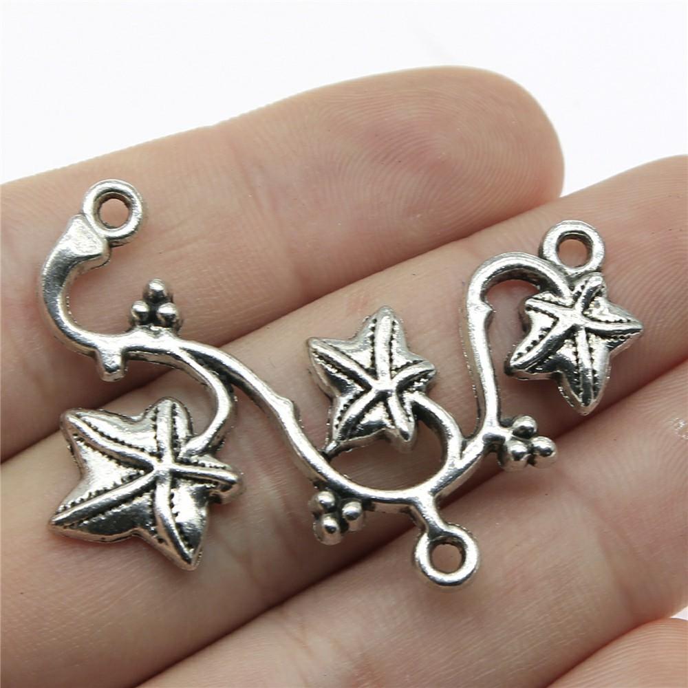 5pcs Flower Branch Connector Charms Pendants Antique Jewelry Making DIY Handmade Craft Pendant
