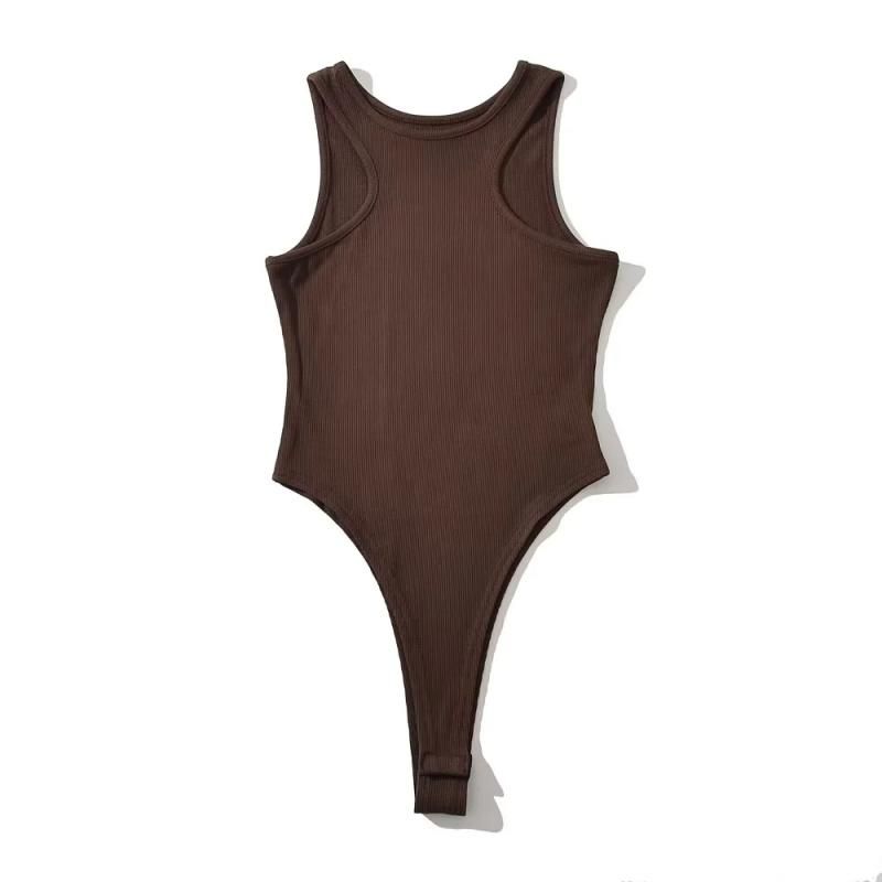 

Женский приталенный жилет-боди с круглым вырезом, без рукавов, с узким плечом, модный, новый, с ластовицей, однотонный, базовый Dark Curry M