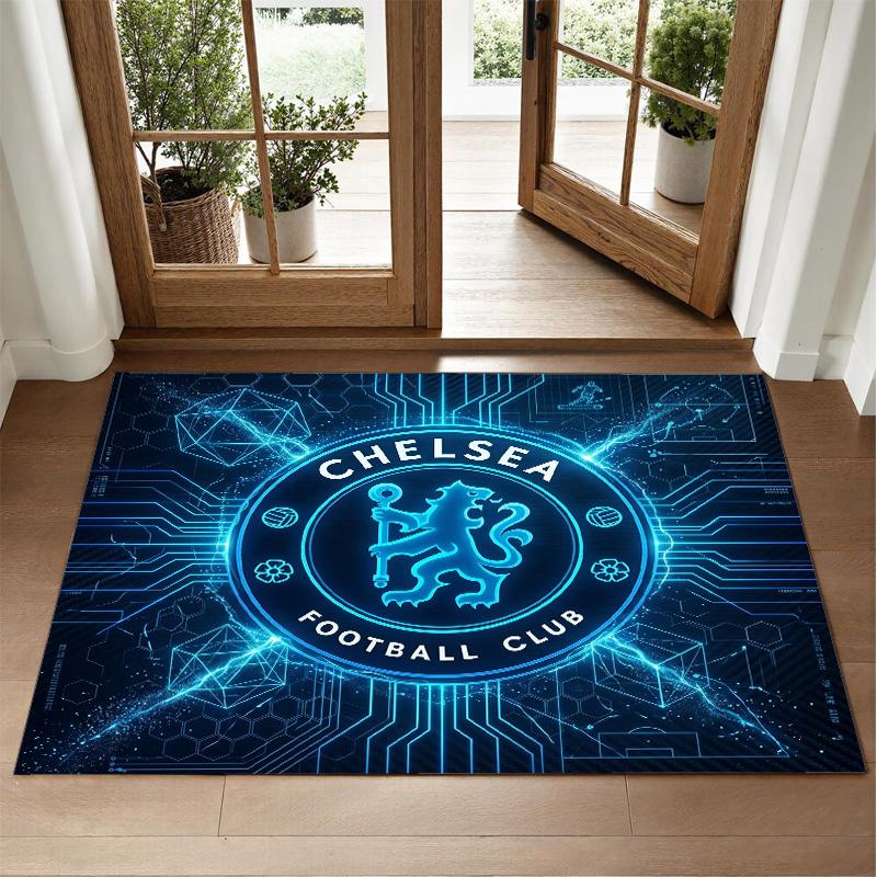 Chelsea FC Design Crystal Velvet Rug Soft Decorative Mat for Bedroom Entrance
