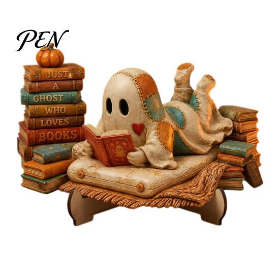Spooky Home Decor for Festival Halloween Cute Ghost Ornament, Cartoon Festive Wooden Statue, Rustic Ornaments Creative Ornament Party Atmosphere Props