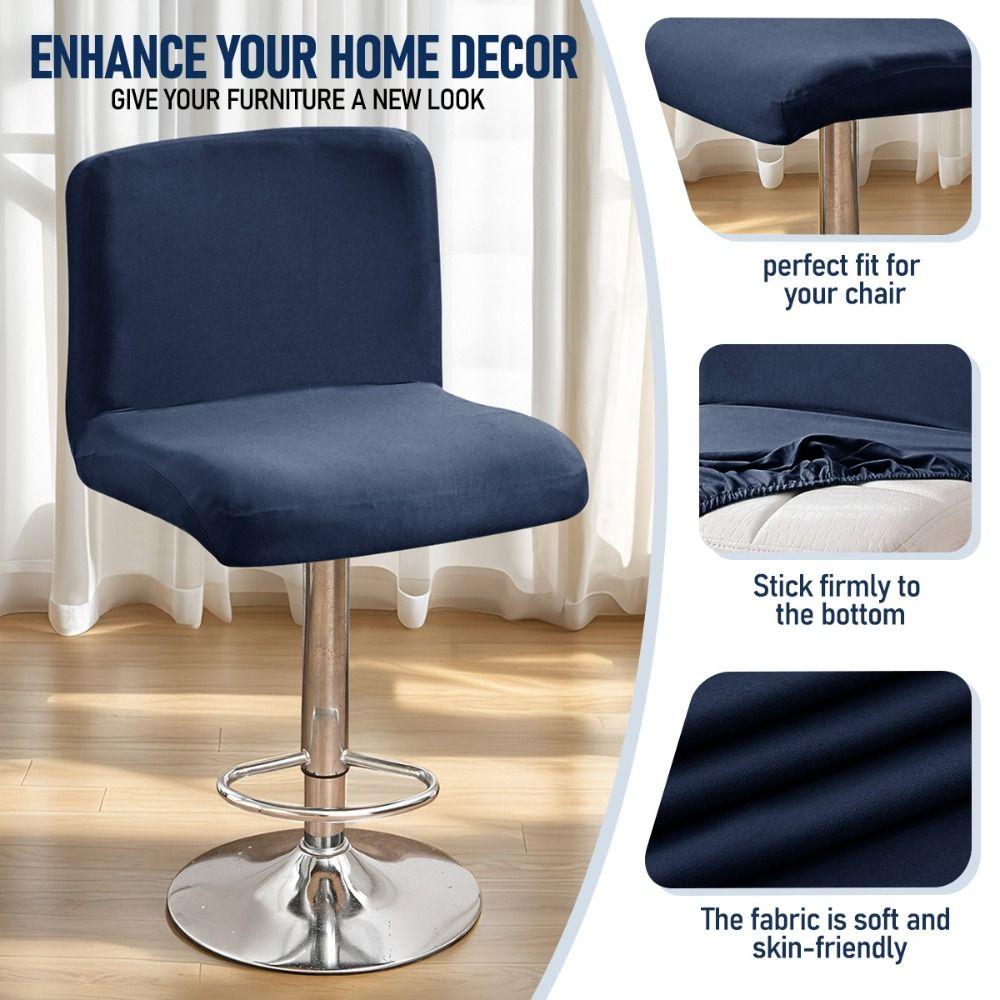 Solid Color Low Back Chair Cover  for Hotel Restaurant Bar Counter Kitchen