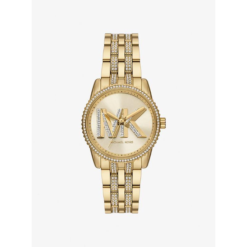 Michael Kors Mini Bryant Pavé Logo Gold-Tone Watch MK7540