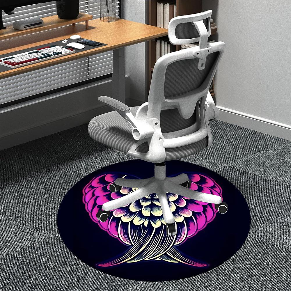 

1pc Wings Heart Office Round Area Rug, Indoor Mat Suitable ForOffice, Under Office Chairs Bedroom Living Room Home Decor, Room Deco 032 80cm by 80cm