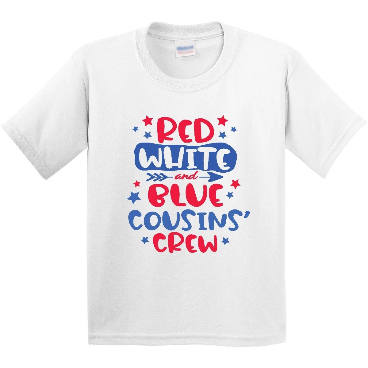 

Inktastic Cousins Crew Red White And Blue 4th Of July Youth kids boys T-Shirt Fourth Kids 140