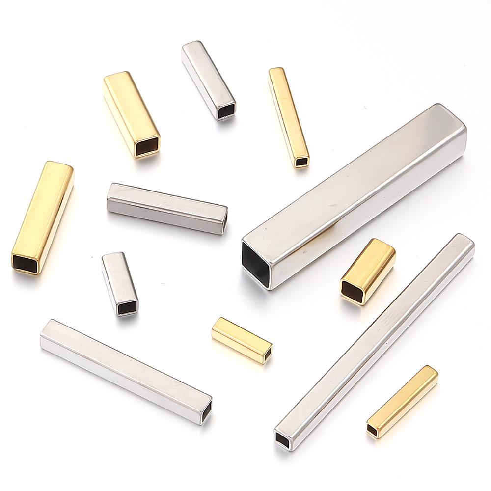 5/10 Stück Edelstahl-Röhrchenperlen, gerade, lange, lose Abstandshalterperlen für die Schmuckherstellung, DIY-Halsketten-Armband-Zubehör