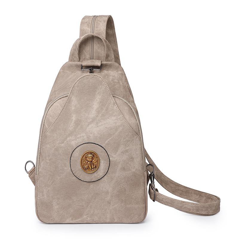 Retro Large Capacity PU Backpack Women's Chest Bag