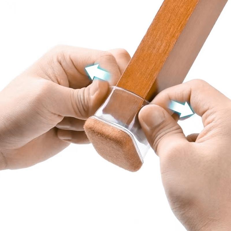 8pcs Chair Leg Covers Silicone Felt Bottom Anti-slip Table Legs Mats Elastic Soft Furniture Foot Protector Pads Floor Protection