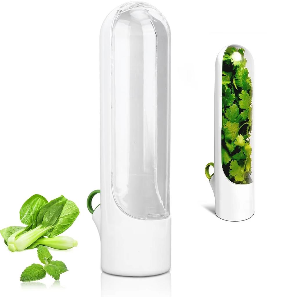 Herb Storage Box With Moisturizing Base And Ventilation Function Bpa-Free Plastic Suitable For Refrigerator Kitchen Gadgets