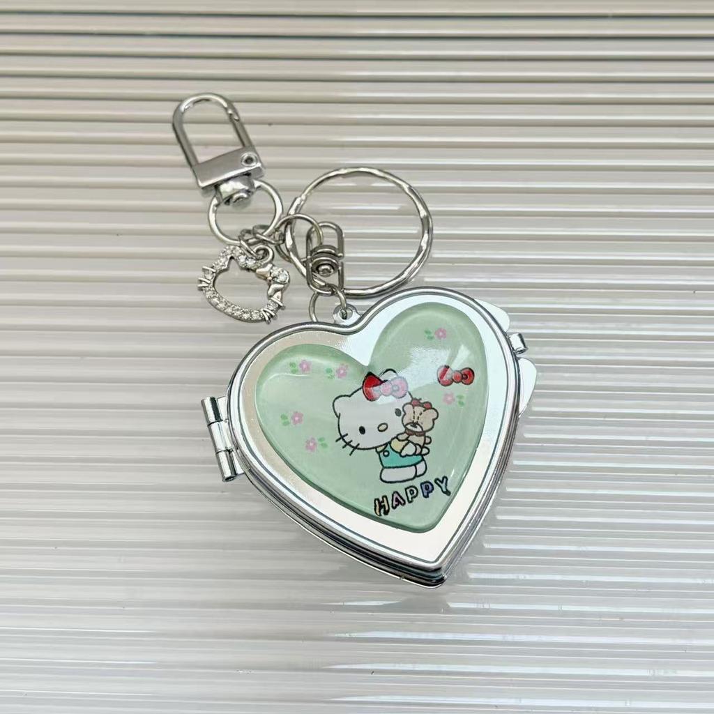 Korean Instagram Style Cute Cartoon Love Portable Mirror Bag Pendant Makeup Portable Keychain Gift For Girlfriend