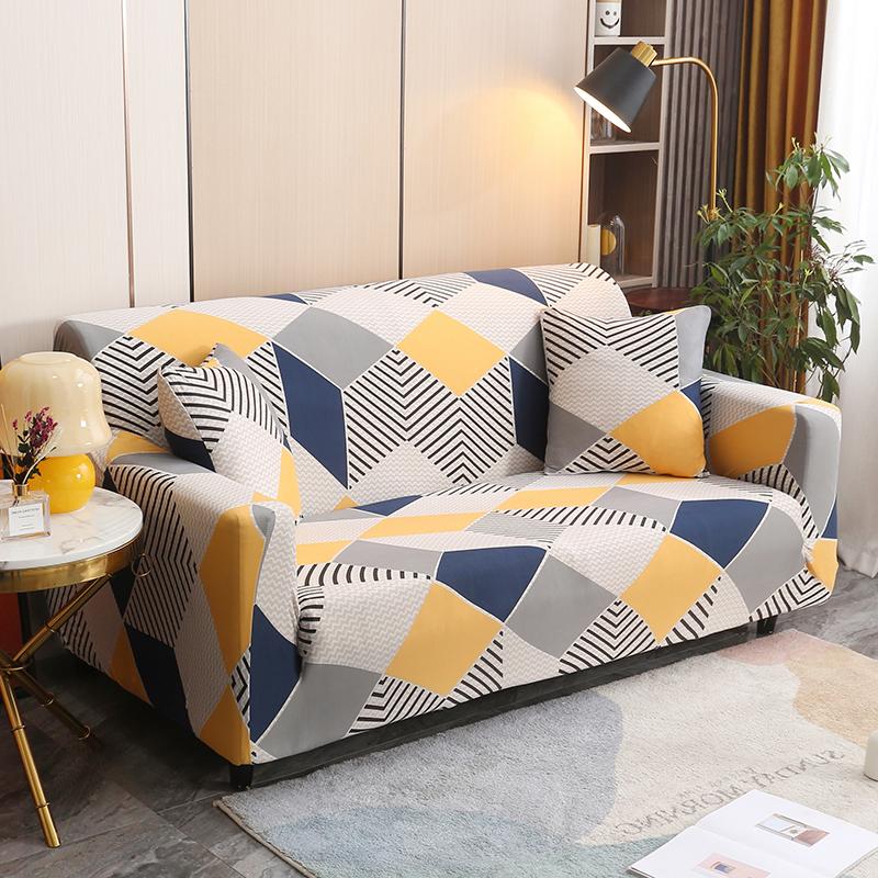 Geometry Sofa Cover for Living Room Stretch Slipcover Couch Cover Chair I Shape Big Sofa Cover 3 Seater Soft Furniture Protector
