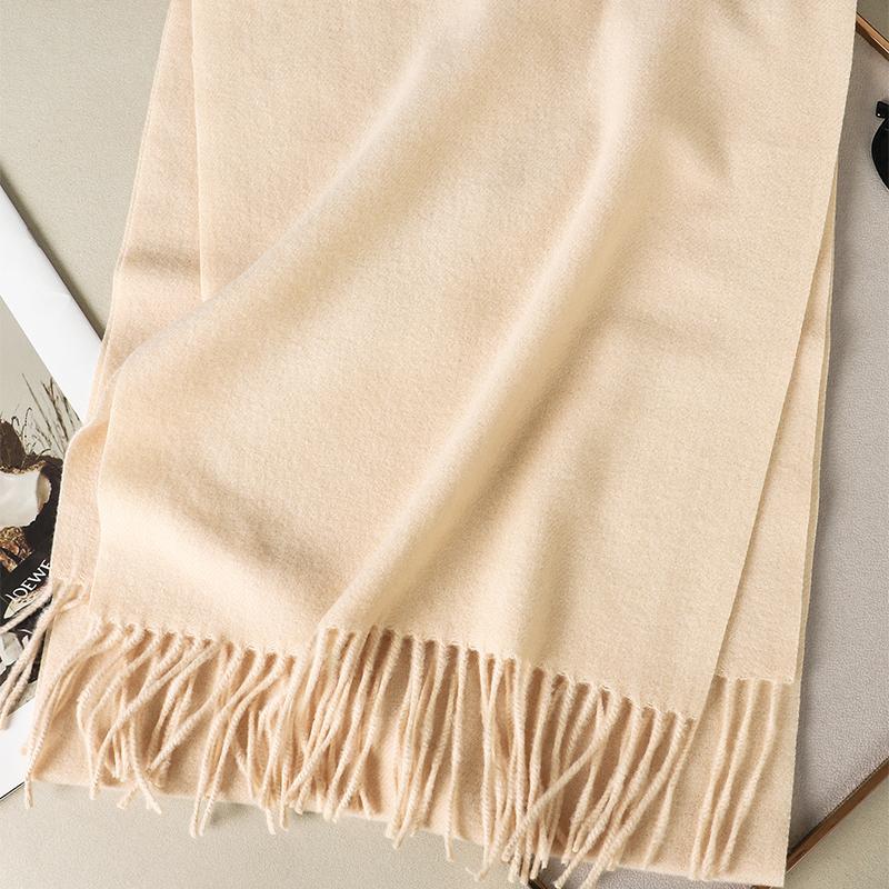 Kaffee Schal für Damen Lange Warme Kaschmirschals Winter Hijab Einfarbig Damen Stola Wickel Weiblich Pashmina Bandana Kopftücher