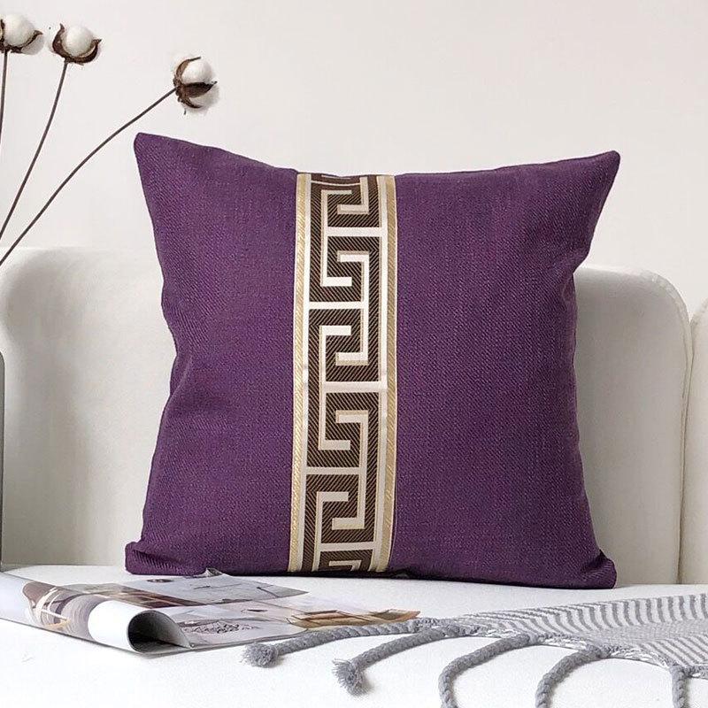 New Modern European Style Plaid Striped Linen Solid Color Pillowcase Office Home Sofa Cushion Cover Core