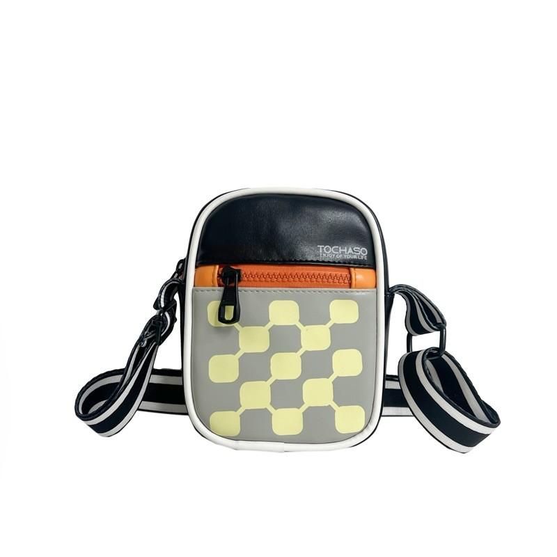 

Stylish Pu Leather Vertical Children s Shoulder Bag With Geometric Pattern For Kids чорний