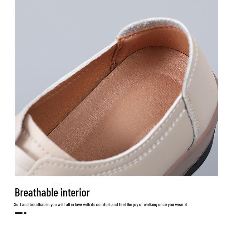 Autumn Women's Genuine Leather Non-Slip Platform Shoes - Thick-Soled, Comfortable, Lightweight, Casual