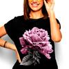 Stylish Pink Rose Design Sketch Art Tee | Modern Bloom Garden Shirt Top