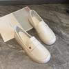 Fashion Ladies Footwear White Leather Casual Women's Flat Shoes Slip-on Comfortable and Elegant 2025 Summer Popular Lastest Offer Young