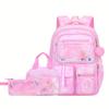 Girls 3Pcs School Backpack Set Sweet Cute Large Capacity Spine Protection Lightweight Children Primary Student Shoulder Bag