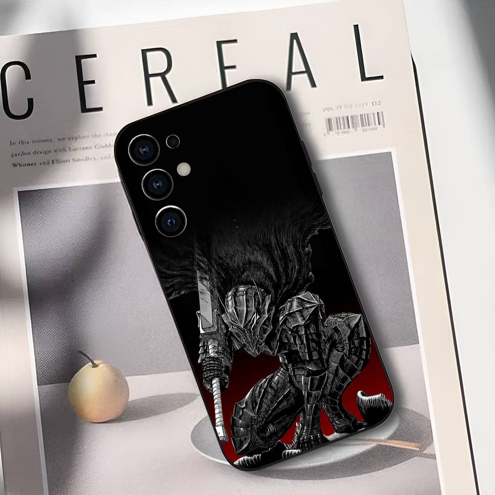 Soft Black B-Berserk Guts Phone Case for Samsung S25/S24/S21/S22/S23/S30/Ultra/S20/Plus/Fe/Lite - Protective Cover